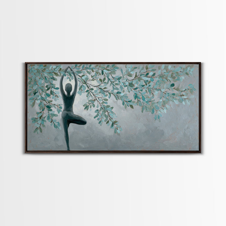 Tree Pose Figure Canvas Print, Yoga Studio Art, Boho Decor, Yoga Studio Decor, Balance, Bookshelf Decor, Printable Art, YSA-2x1-2