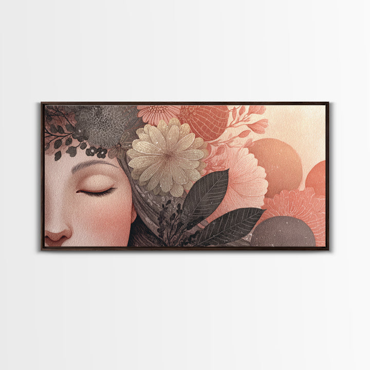 Closed Eye Face Canvas Print, Yoga Studio Art, Yoga Studio Decor, Watercolor Art, Balance, Wall Art Printable, YSA-2x1-57