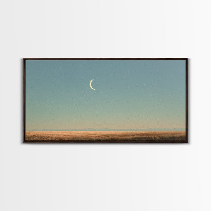 Crescent Moon and Stars Canvas Print, Yoga Studio Art, Room Decor, Yoga Studio Decor, Oil Painting, Balance, Wall Art Print, YSA-2x1-62
