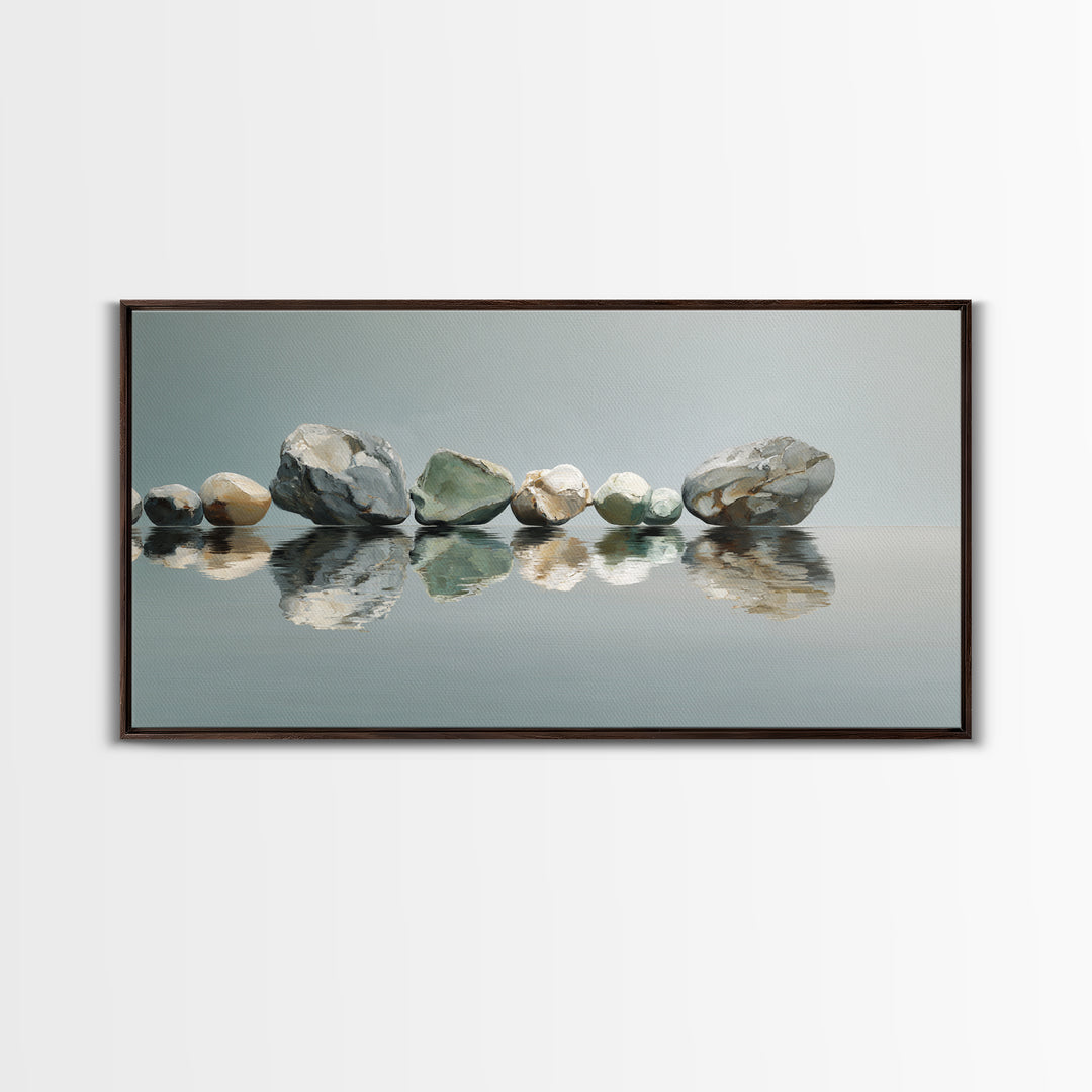Sunrise Mountain Lake Reflection Canvas Print, Yoga Studio Art, Living Room Decor, Yoga Studio Decor, Oil Painting, Balance, YSA-2x1-64