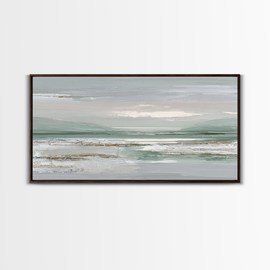 Peaceful Desert Horizon Framed Canvas Print, Yoga Studio Art, Nature Prints, Yoga Studio Decor, Oil Painting, Balance, YSA-2x1-80