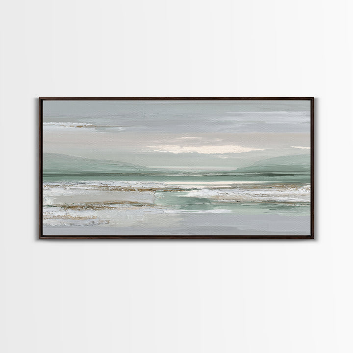Peaceful Desert Horizon Framed Canvas Print, Yoga Studio Art, Nature Prints, Yoga Studio Decor, Oil Painting, Balance, YSA-2x1-80