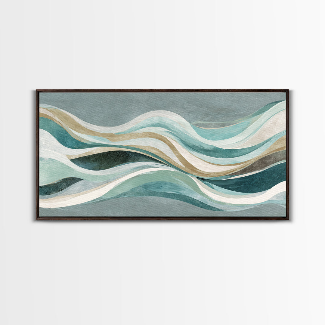 Abstract Breath Waves Framed Canvas Print, Yoga Studio Art, Large Wall Decor, Yoga Studio Decor, Abstract Art, Balance, YSA-2x1-99