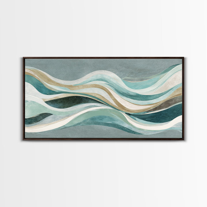 Abstract Breath Waves Framed Canvas Print, Yoga Studio Art, Large Wall Decor, Yoga Studio Decor, Abstract Art, Balance, YSA-2x1-99
