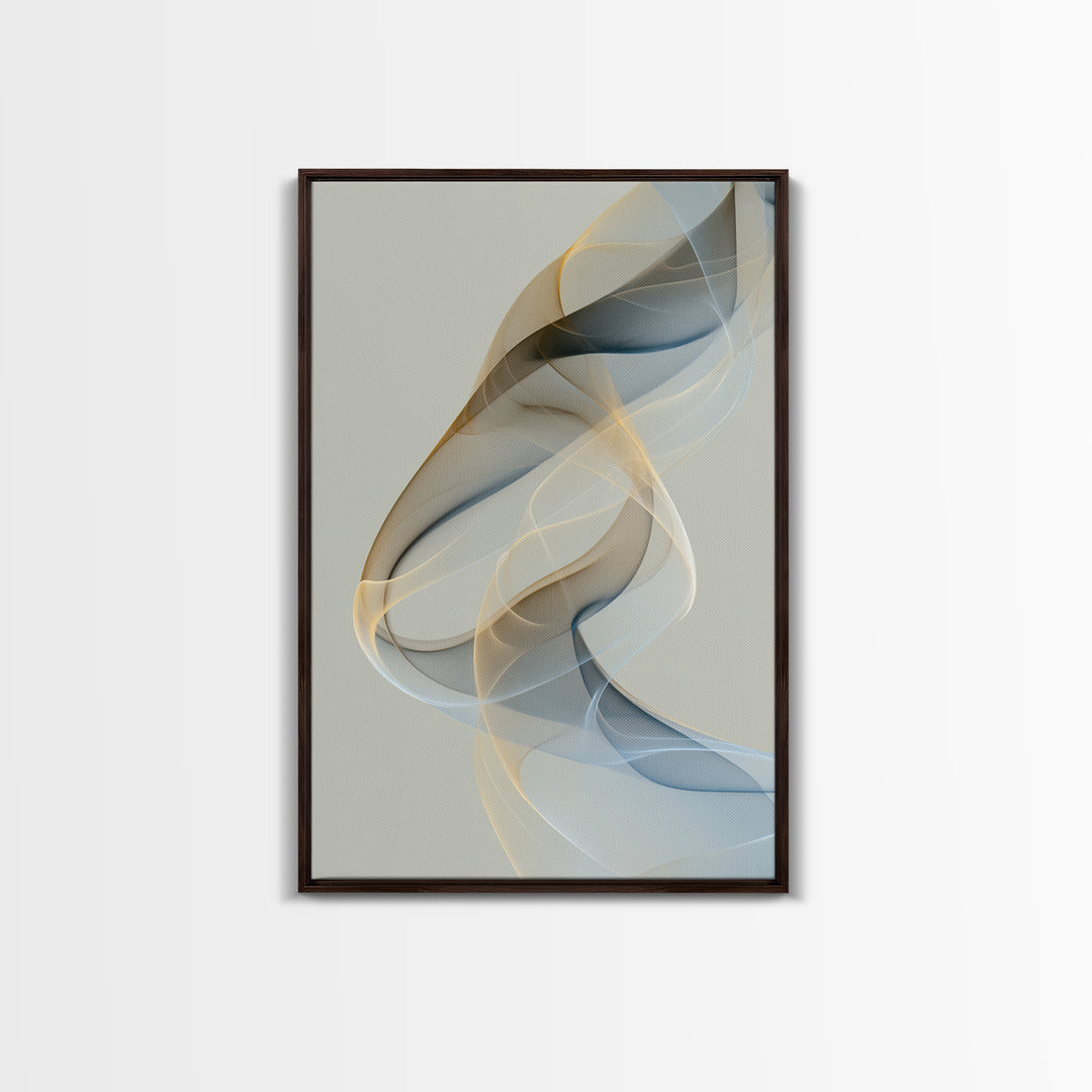 Incense Smoke Forming Abstract Curves Framed Canvas Print, Yoga Studio Art, Living Room Decor, Yoga Studio Decor, Abstract Art, YSA-2x3-53