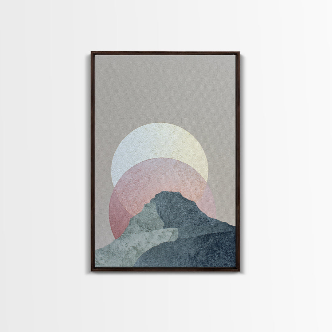 Moon Phase Arc Above Mountain Silhouette Canvas Print, Yoga Studio Art, Living Room Wall Art, Yoga Studio Decor, Balance, YSA-2x3-61