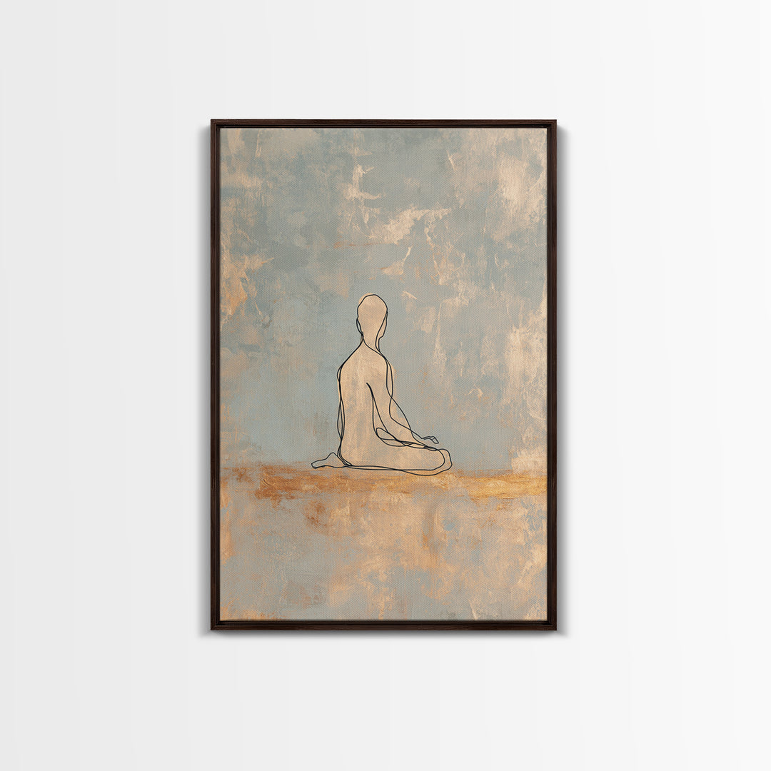 Minimal Yoga Pose Line Drawing Canvas Print, Yoga Studio Art, Bookshelf Decor, Yoga Studio Decor, Abstract Art, Balance, YSA-2x3-82