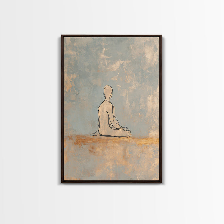 Minimal Yoga Pose Line Drawing Canvas Print, Yoga Studio Art, Bookshelf Decor, Yoga Studio Decor, Abstract Art, Balance, YSA-2x3-82