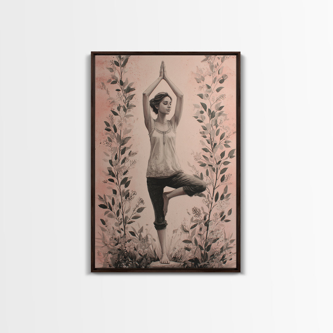 Tree Pose Figure Canvas Print, Yoga Studio Art, Printable Art, Yoga Studio Decor, Fine Art, Balance, Art Nouveau Decor, YSA-2x3-86