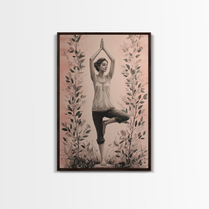 Tree Pose Figure Canvas Print, Yoga Studio Art, Printable Art, Yoga Studio Decor, Fine Art, Balance, Art Nouveau Decor, YSA-2x3-86