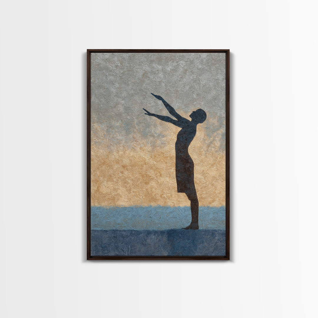 Sun Salutation Silhouette Sequence Without Text Canvas Print, Yoga Studio Art, Living Room Decor, Yoga Studio Decor, Balance, YSA-2x3-88