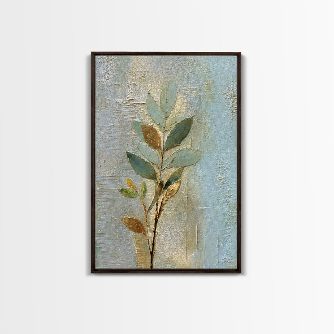 Sage Green Botanical Branch Study Framed Canvas Print, Yoga Studio Art, African American Art, Yoga Studio Decor, Watercolor Art, YSA-2x3-97