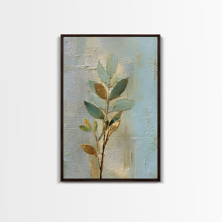 Sage Green Botanical Branch Study Framed Canvas Print, Yoga Studio Art, African American Art, Yoga Studio Decor, Watercolor Art, YSA-2x3-97