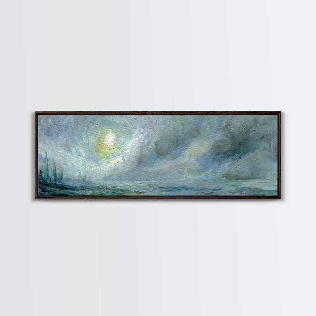 Crescent Moon and Stars Framed Canvas Print, Yoga Studio Art, Metal Wall Decor, Yoga Studio Decor, Fine Art, Balance, YSA-3x1-58