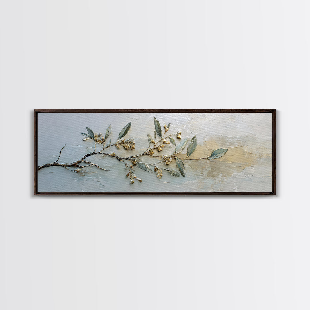 Sage Green Botanical Branch Study Framed Canvas Print, Yoga Studio Art, Bedroom Wall Art, Yoga Studio Decor, Fine Art, Balance, YSA-3x1-9