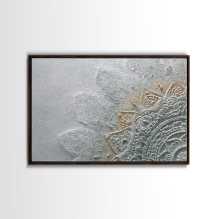 Mandala in Soft Earth Tones Canvas Print, Yoga Studio Art, Black and White Art, Yoga Studio Decor, Oil Painting, Balance, YSA-3x2-37