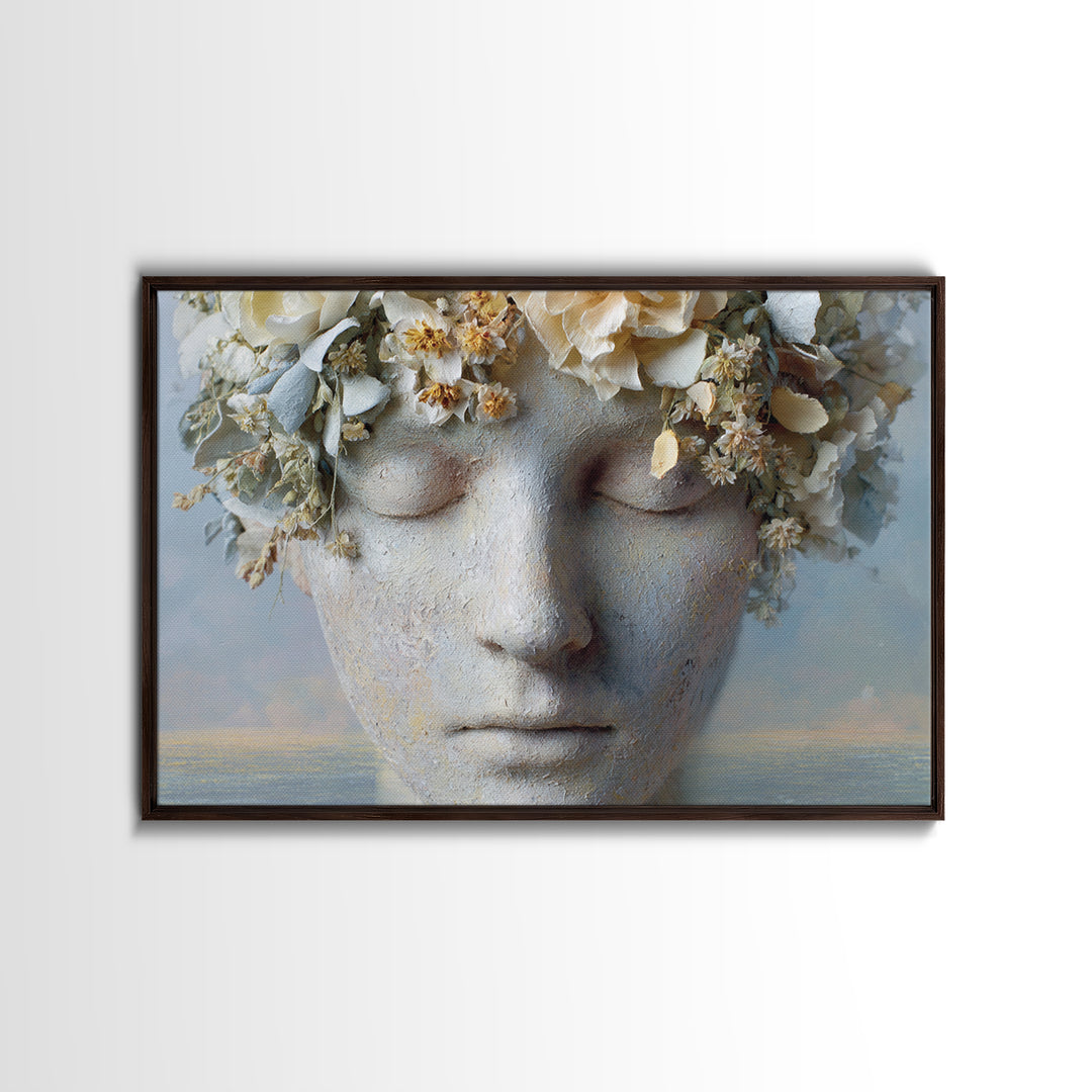 Closed Eye Face Framed Canvas Print, Yoga Studio Art, Boho Art, Yoga Studio Decor, Fine Art, Balance, Fine Art Print, YSA-3x2-41