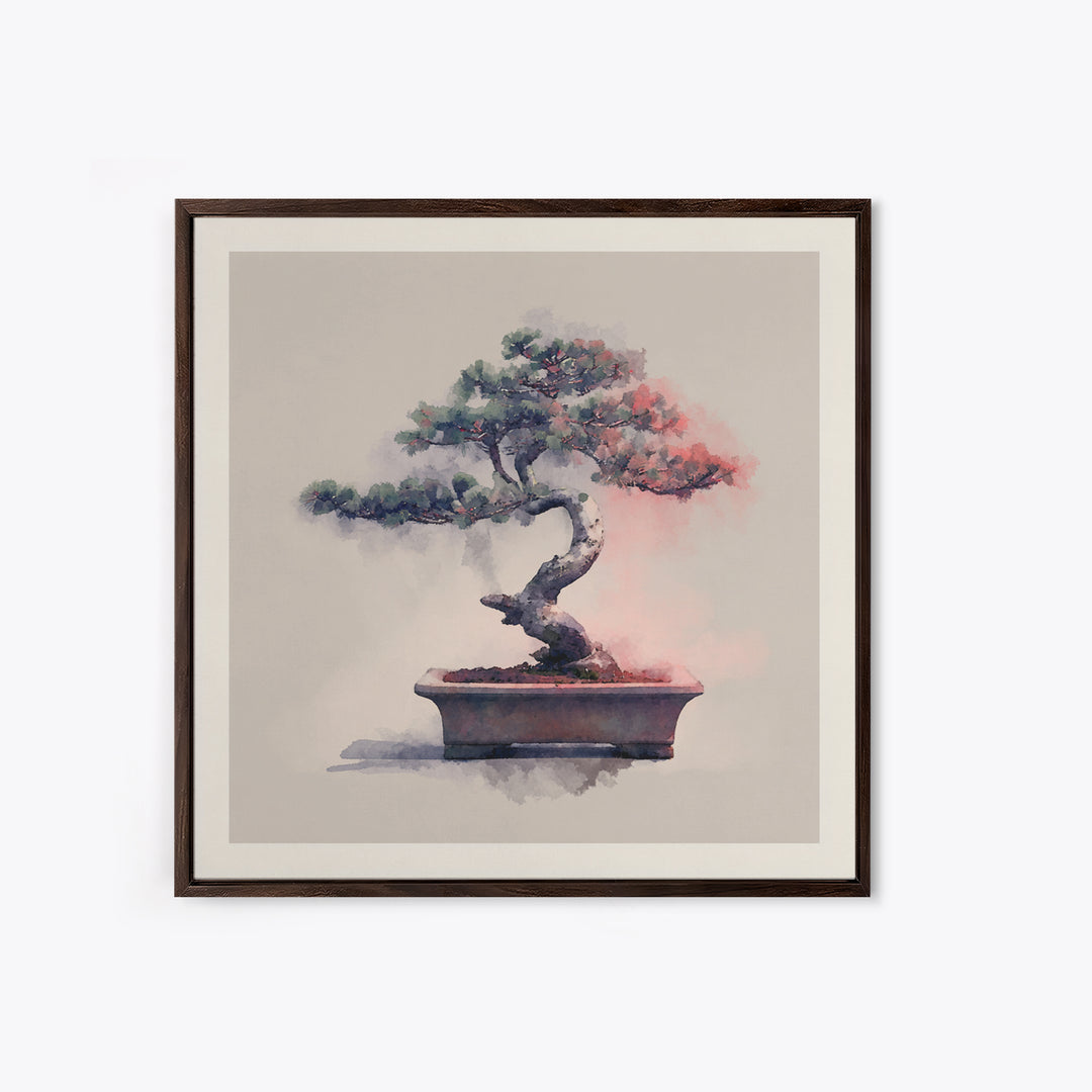 Bonsai Tree in Simple Ceramic Pot Framed Canvas Print, Zen Art, Wall Decor, Living Room Decor, Fine Art, Zen, Japanese Wall Art, ZEN-1x1-12