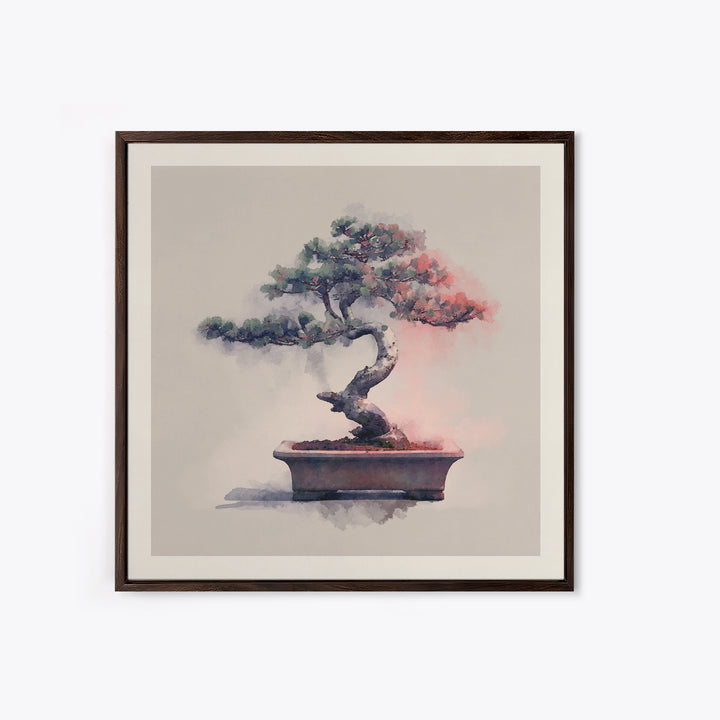 Bonsai Tree in Simple Ceramic Pot Framed Canvas Print, Zen Art, Wall Decor, Living Room Decor, Fine Art, Zen, Japanese Wall Art, ZEN-1x1-12