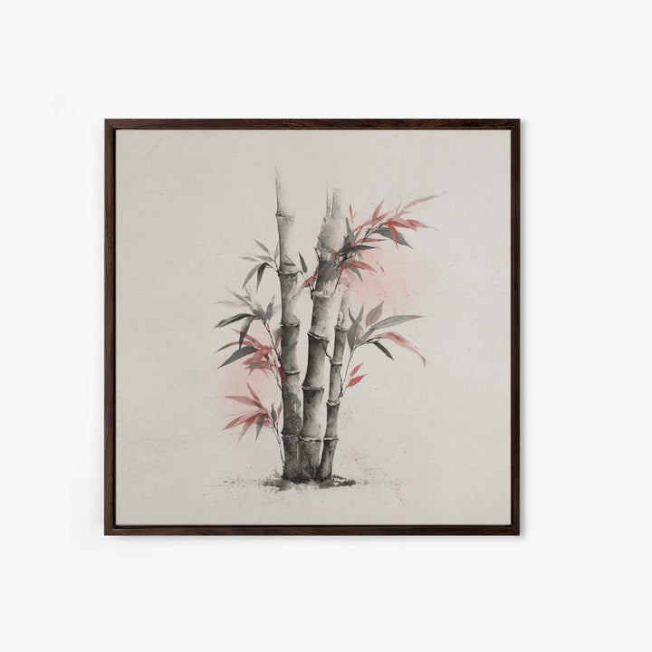 Bamboo Stalks in Sparse Ink Wash Framed Canvas Print, Zen Art, Flower Print, Living Room Decor, Fine Art, Zen, ZEN-1x1-2