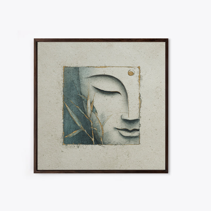 Calm Face with Closed Eyes and Simple Canvas Print, Zen Art, Japanese Decor, Living Room Decor, Fine Art, Zen, Luxury Decor, ZEN-1x1-22