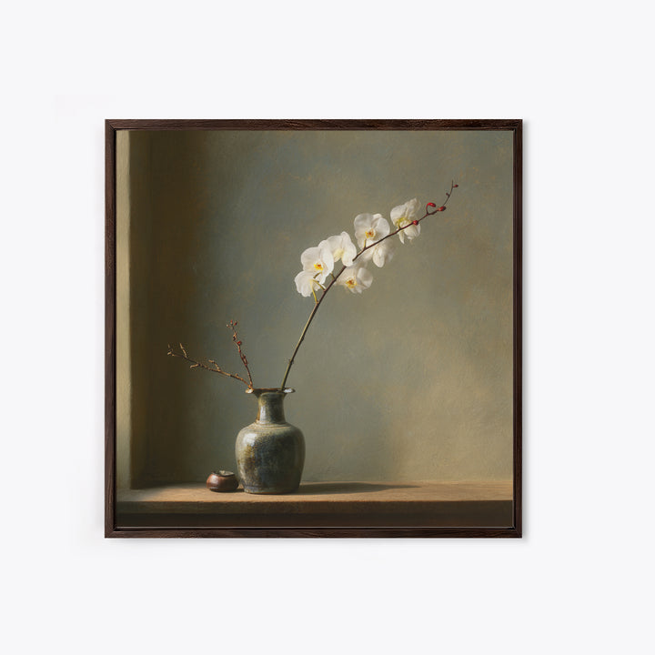 Single Orchid Stem Canvas Print, Zen Art, Living Room Decor, Fine Art, Zen, Japanese Decor, Flower Print, Neutral Wall Art, ZEN-1x1-23