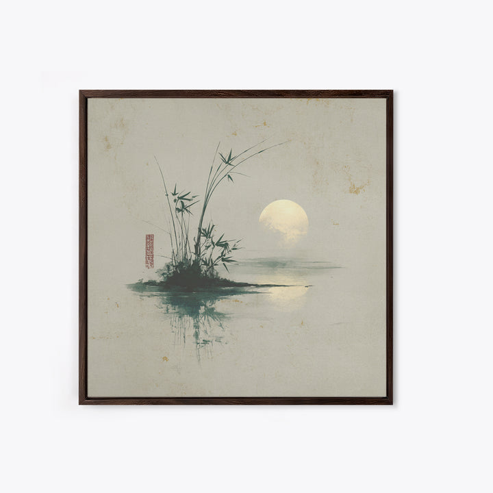 Moon Reflected in Quiet Pond Canvas Print, Zen Art, Textured Painting, Living Room Decor, Oil Painting, Zen, Abstract Art, ZEN-1x1-82