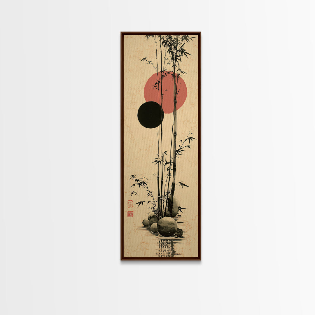 Single Black Ens Circle on Warm Paper Canvas Print, Zen Art, Original Painting, Living Room Decor, Zen, Abstract Painting, ZEN-1x3-37