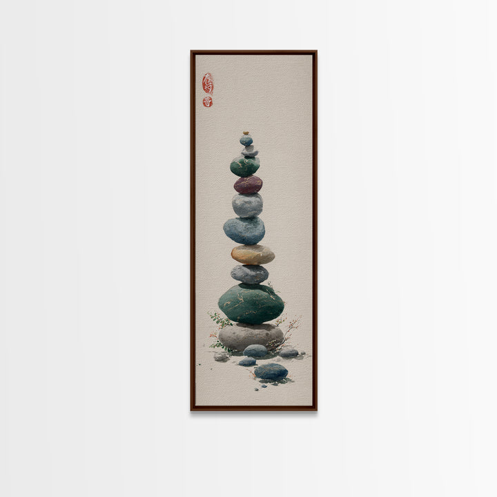 Smooth Pebbles Arranged Framed Canvas Print, Zen Art, Contemporary Art, Living Room Decor, Fine Art, Zen, Wall Art, Home Decor, ZEN-1x3-47