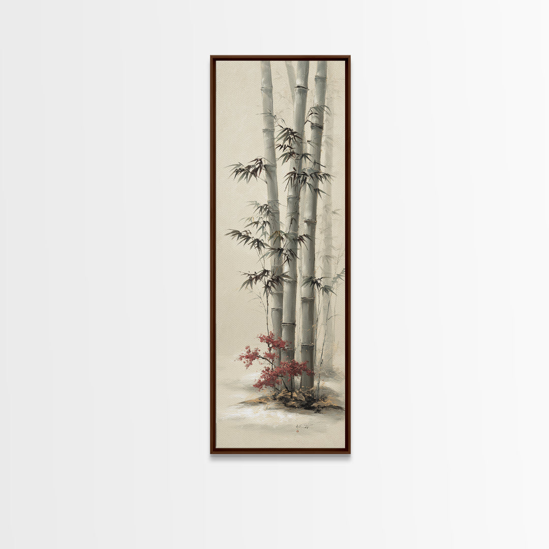 Bamboo Stalks in Sparse Ink Wash Framed Canvas Print, Zen Art, Minimalist Decor, Living Room Decor, Zen, Printable Art, ZEN-1x3-62