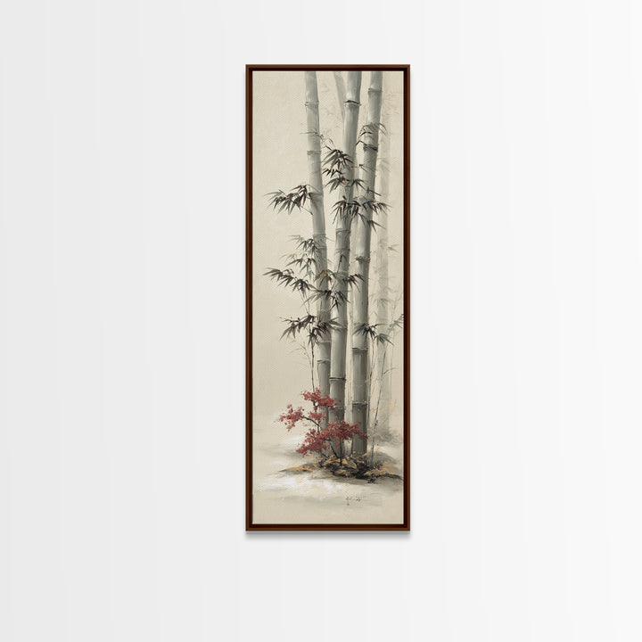 Bamboo Stalks in Sparse Ink Wash Framed Canvas Print, Zen Art, Minimalist Decor, Living Room Decor, Zen, Printable Art, ZEN-1x3-62
