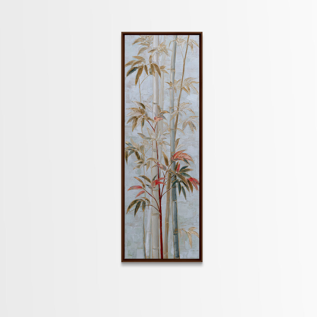 Minimal Bamboo Leaves Canvas Print, Zen Art, Abstract Art, Living Room Decor, Zen, Wabi Sabi Wall Art, Extra Large Wall Art, ZEN-1x3-77