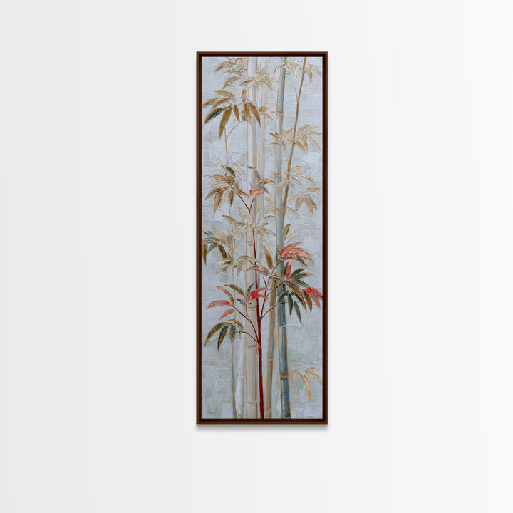 Minimal Bamboo Leaves Canvas Print, Zen Art, Abstract Art, Living Room Decor, Zen, Wabi Sabi Wall Art, Extra Large Wall Art, ZEN-1x3-77