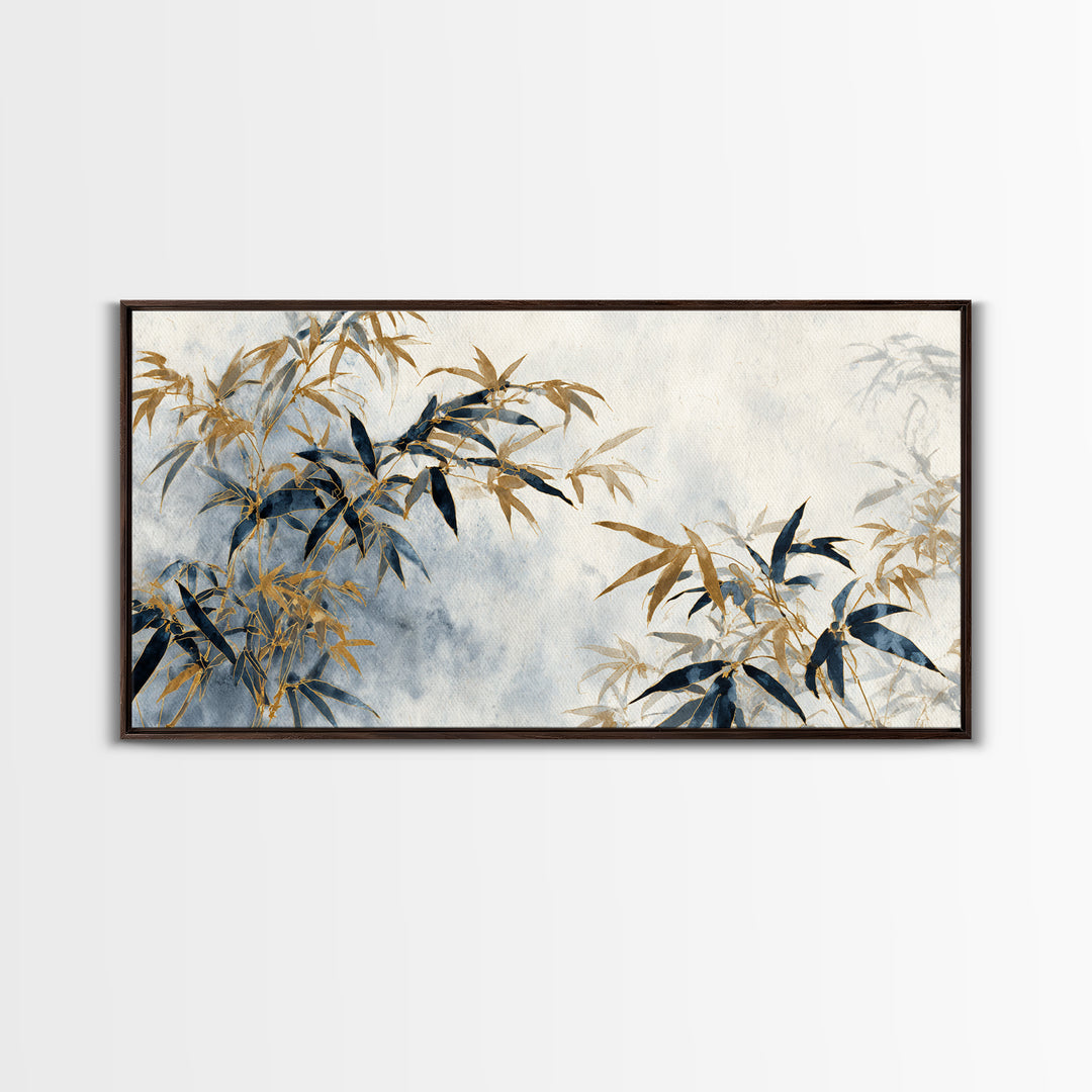 Minimal Bamboo Leaves Framed Canvas Print, Zen Art, Printable Art, Living Room Decor, Zen, Nature Prints, Japanese Decor, ZEN-2x1-13