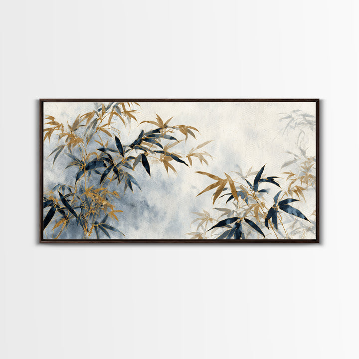 Minimal Bamboo Leaves Framed Canvas Print, Zen Art, Printable Art, Living Room Decor, Zen, Nature Prints, Japanese Decor, ZEN-2x1-13