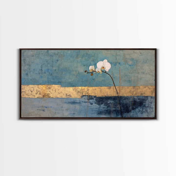 Single Orchid Stem Framed Canvas Print, Zen Art, Contemporary Art, Living Room Decor, Fine Art, Zen, Wall Art, Home Decor, ZEN-2x1-19