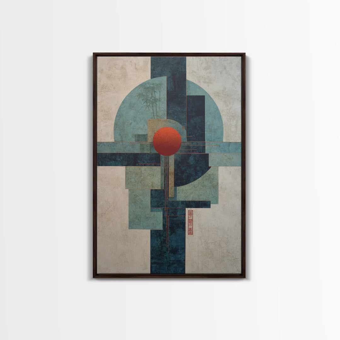 Abstract Balance of Circle Square and Line Framed Canvas Print, Zen Art, Contemporary Art, Living Room Decor, Abstract Art, Zen, ZEN-2x3-75