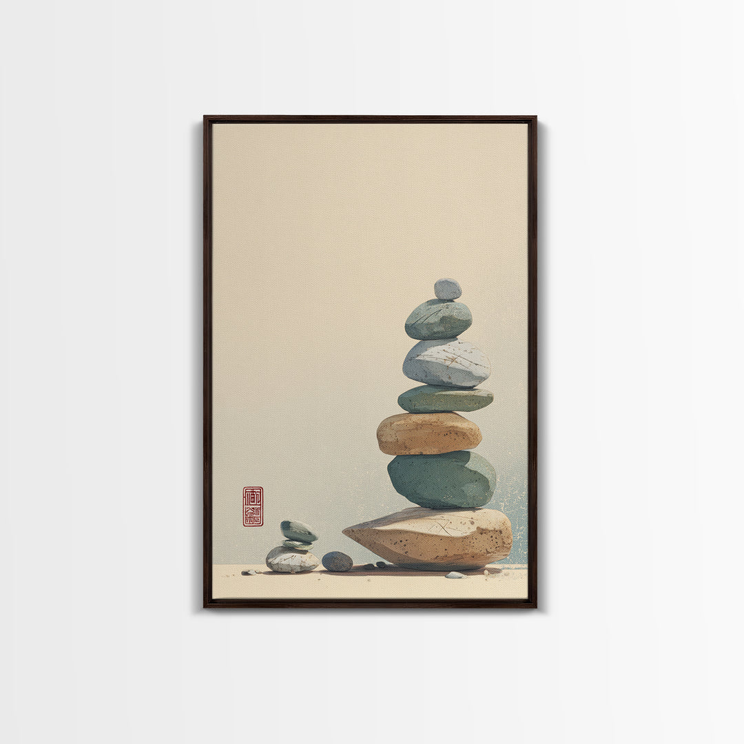 Smooth Pebbles Arranged Canvas Print, Zen Art, Textured Painting, Living Room Decor, Fine Art, Zen, Abstract Art, Digital Print, ZEN-2x3-91