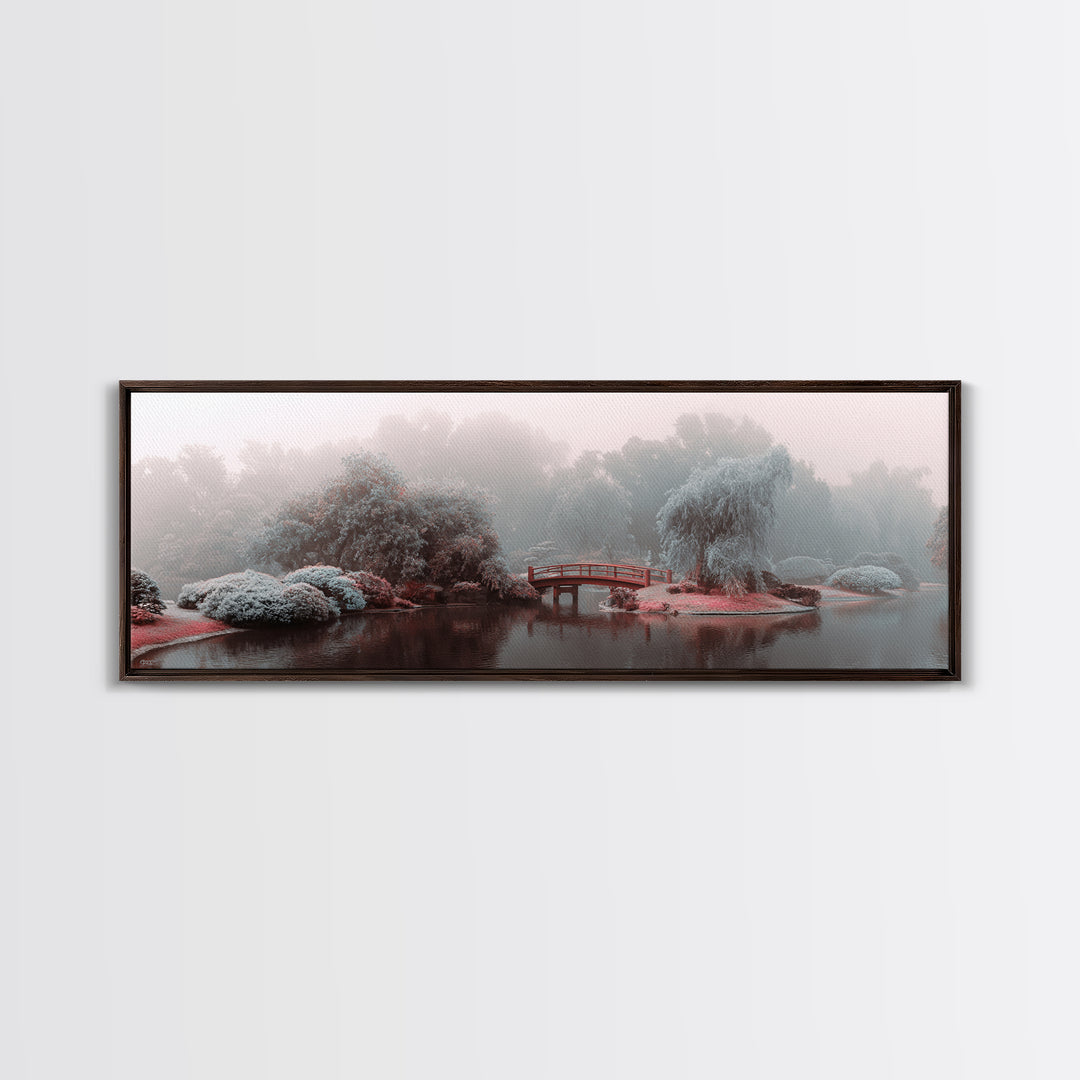 Japanese Garden Bridge Implied Through Shapes Canvas Print, Zen Art, Abstract Art, Living Room Decor, Watercolor Art, Zen, ZEN-3x1-30