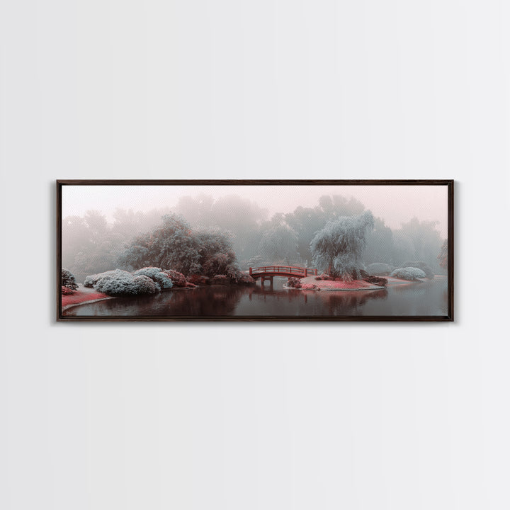 Japanese Garden Bridge Implied Through Shapes Canvas Print, Zen Art, Abstract Art, Living Room Decor, Watercolor Art, Zen, ZEN-3x1-30