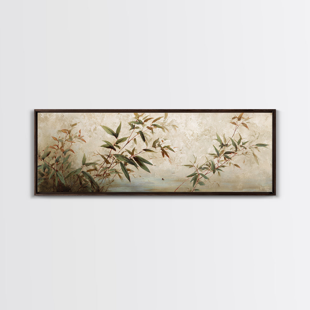Minimal Bamboo Leaves Canvas Print, Zen Art, Wabi Sabi Art, Living Room Decor, Fine Art, Zen, Minimalist Decor, Wall Art, ZEN-3x1-33