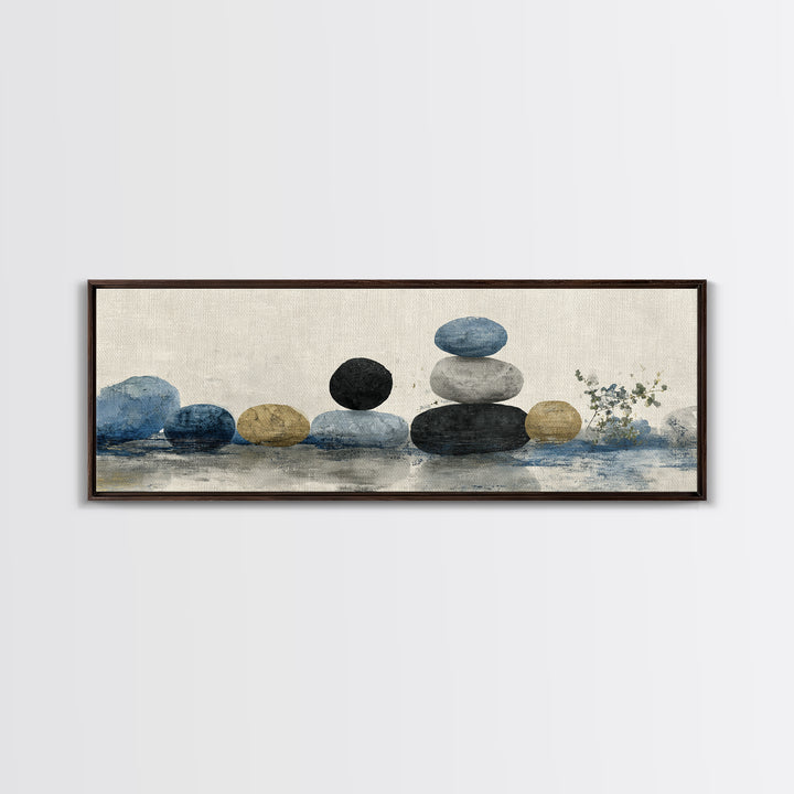 Smooth Pebbles Arranged Framed Canvas Print, Zen Art, Printable Art, Living Room Decor, Fine Art, Zen, Nature Prints, ZEN-3x1-51