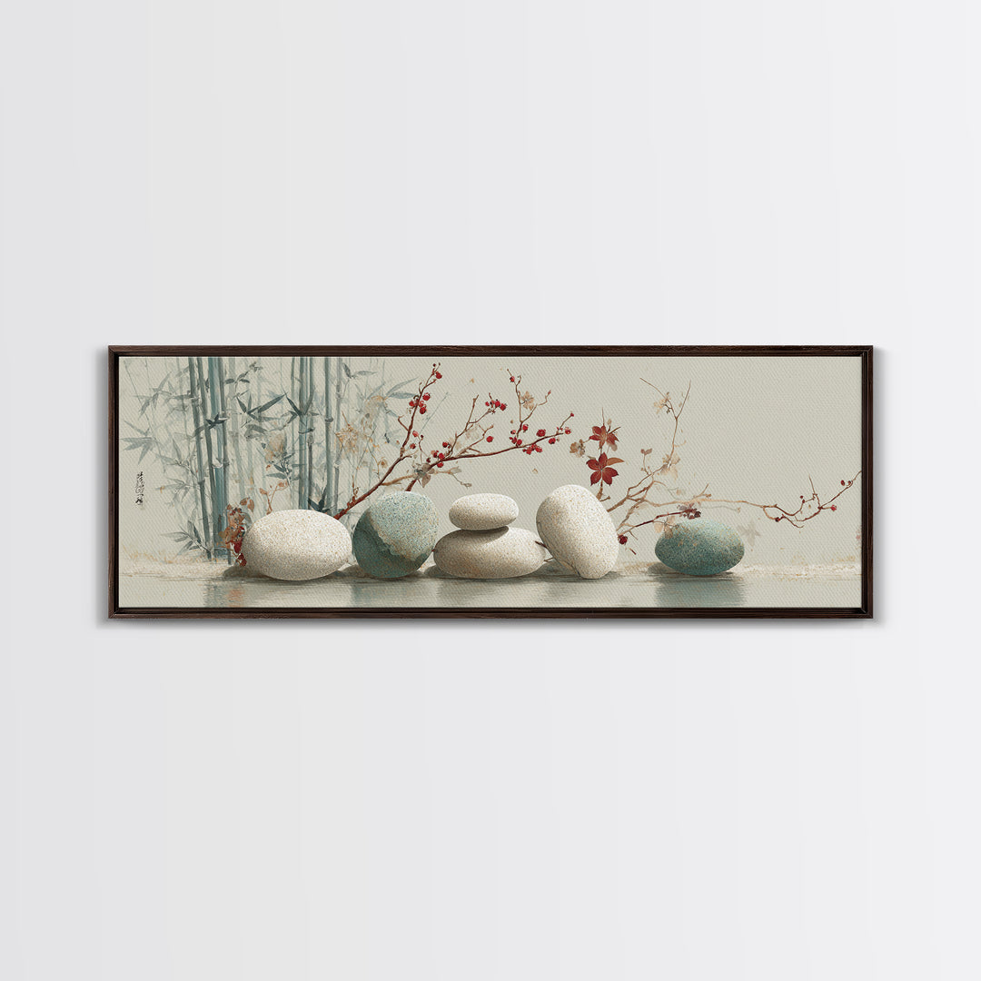 Smooth Pebbles Arranged Canvas Print, Zen Art, Japanese Art, Living Room Decor, Fine Art, Zen, Contemporary Art, Gallery Decor, ZEN-3x1-75