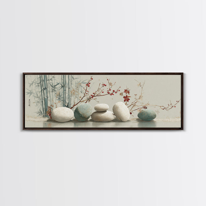 Smooth Pebbles Arranged Canvas Print, Zen Art, Japanese Art, Living Room Decor, Fine Art, Zen, Contemporary Art, Gallery Decor, ZEN-3x1-75
