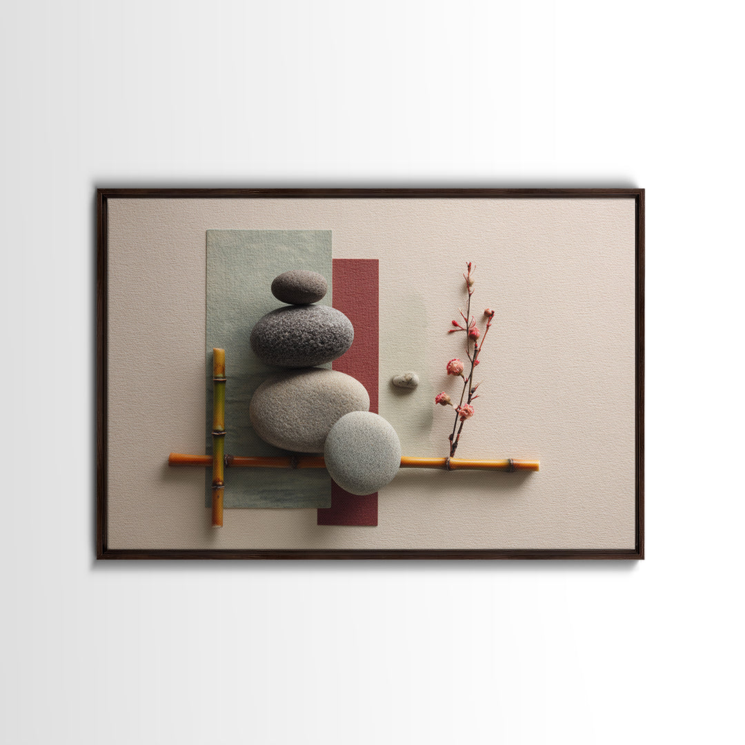 Smooth Pebbles Arranged Framed Canvas Print, Zen Art, Fine Art Print, Living Room Decor, Fine Art, Zen, Printable Wall Art, ZEN-3x2-63
