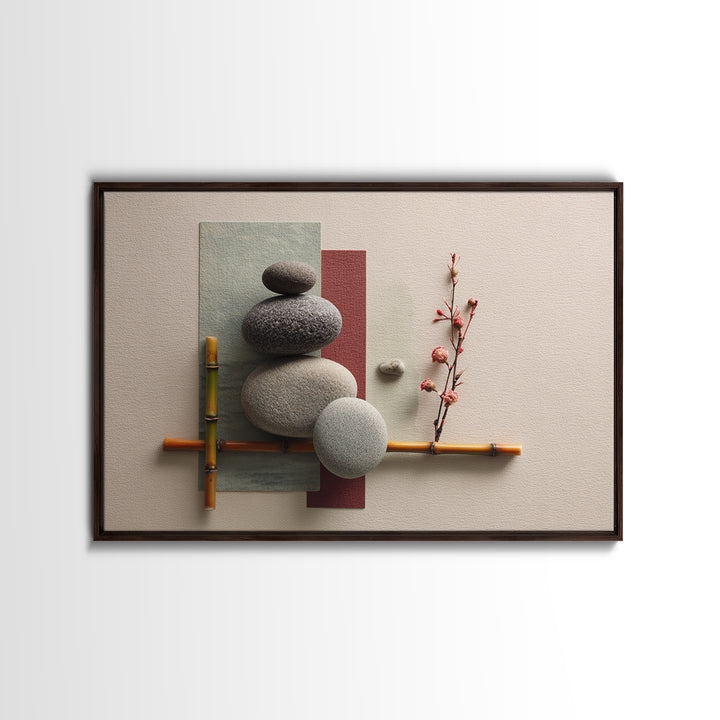 Smooth Pebbles Arranged Framed Canvas Print, Zen Art, Fine Art Print, Living Room Decor, Fine Art, Zen, Printable Wall Art, ZEN-3x2-63