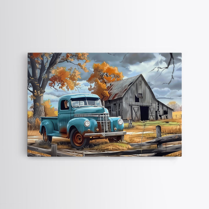 Old Rusty Truck Painting Canvas Print, Wood Framed Wall Art or Metal Art, Vintage Style Wall Art, Farmhouse Decor, Boho Whimsical Art