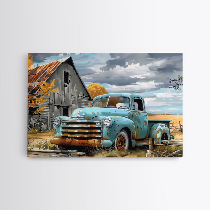 Painting Of An Old Farmstead Framed Canvas Print, Metal Art, Living Room Wall Art, Original Art, Above Couch Art, Whimiscal Kitsch Decor