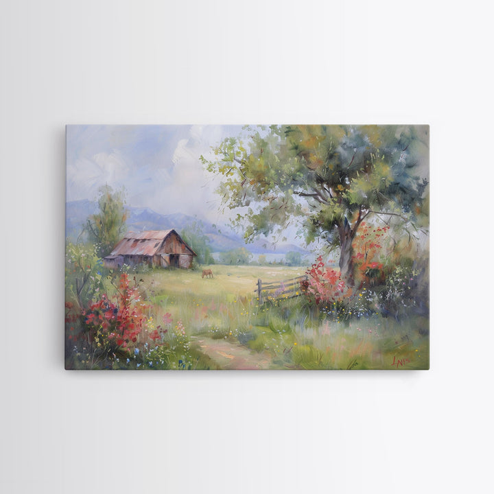 Primitive / Rustic Wall Art | Framed Canvas Print | Home Decor Gift | Housewarming Gift | Vintage Country Art | Minimalist Watercolor