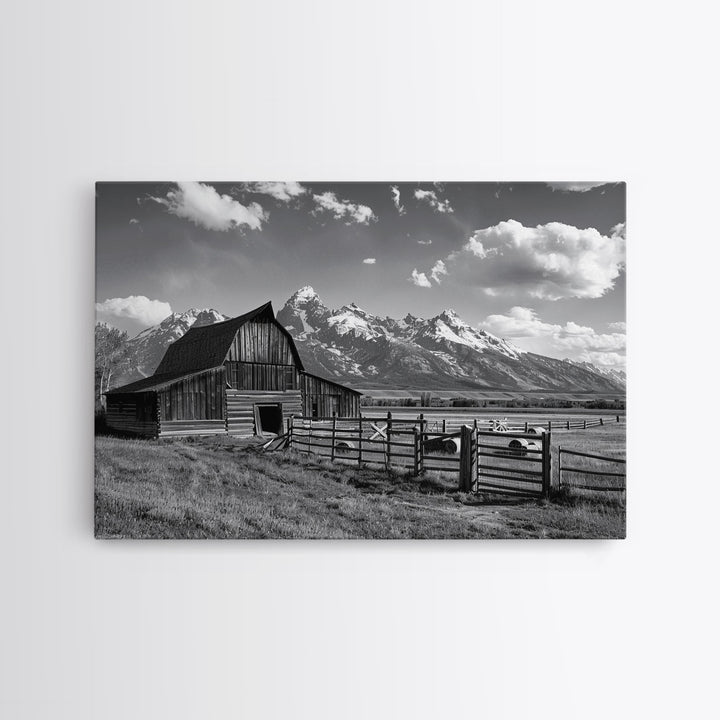 Black and White Photo Print Of An Old Barn In The Mountains, Framed Canvas Print or Metal Art, Western Decor, Colorado Mountains Wall Art